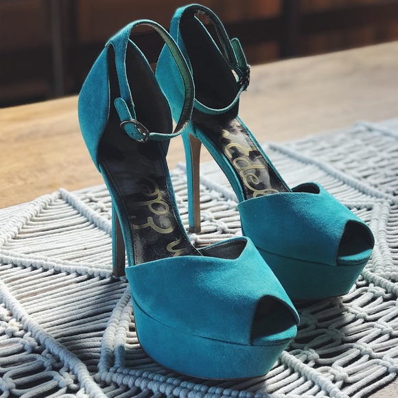 Sam Edelman Turquoise Suede Platform 